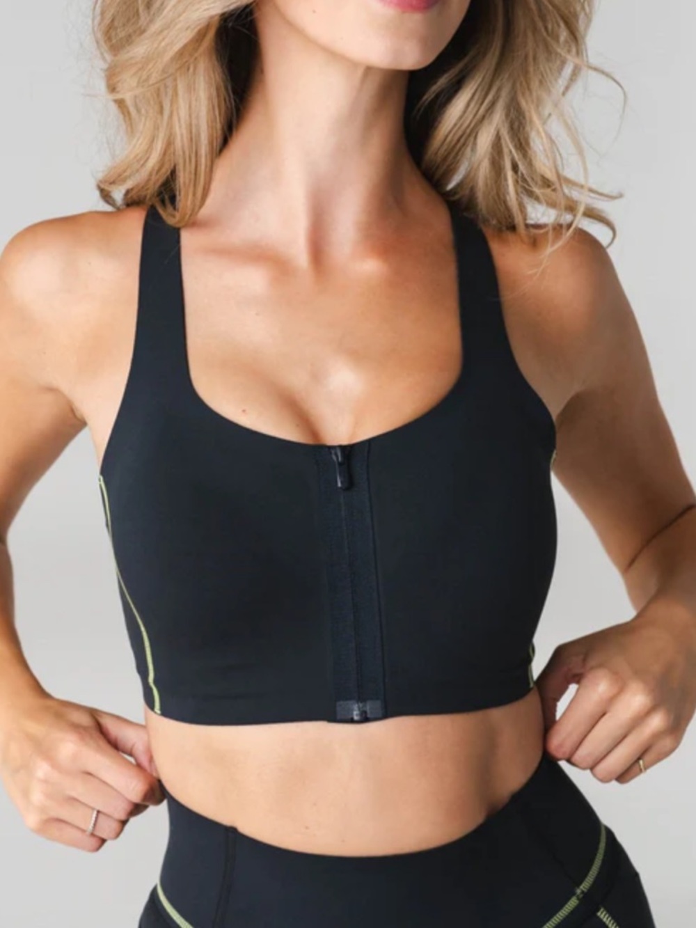 Vitality Activate Zip Bra - Midnight Lime Contrast Size S